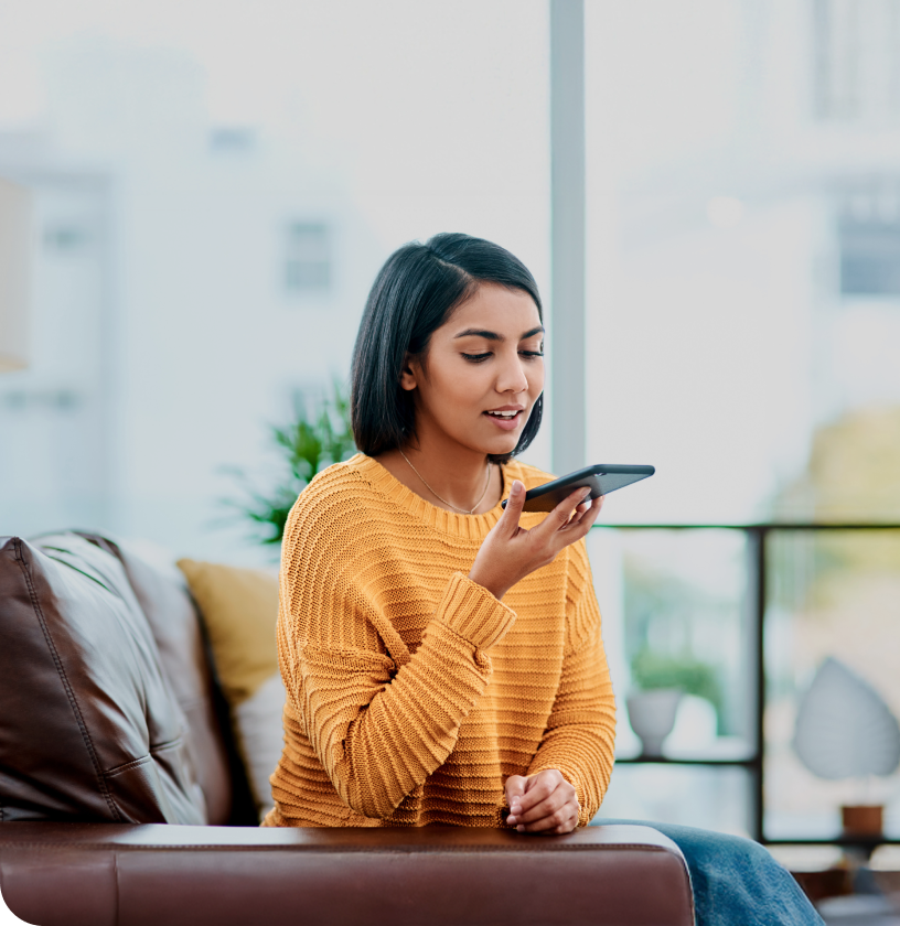 Woman using health app